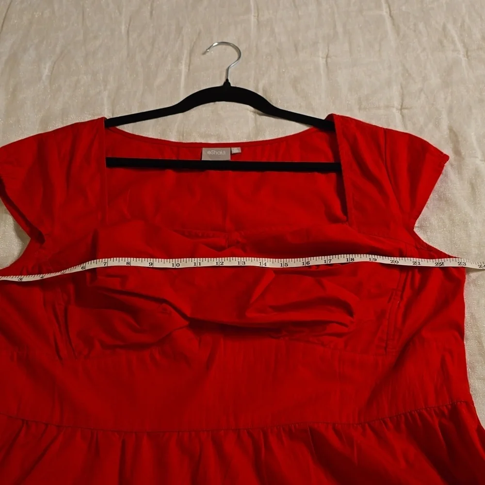 eShakti Cotton Vibrant Red Mini Dress - Picture 10 of 16